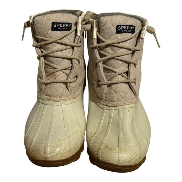 Sperry Saltwater Duck Boots Wool Quilted Beige Waterproof Women's 9.5M STS82538 - Picture 3 of 8